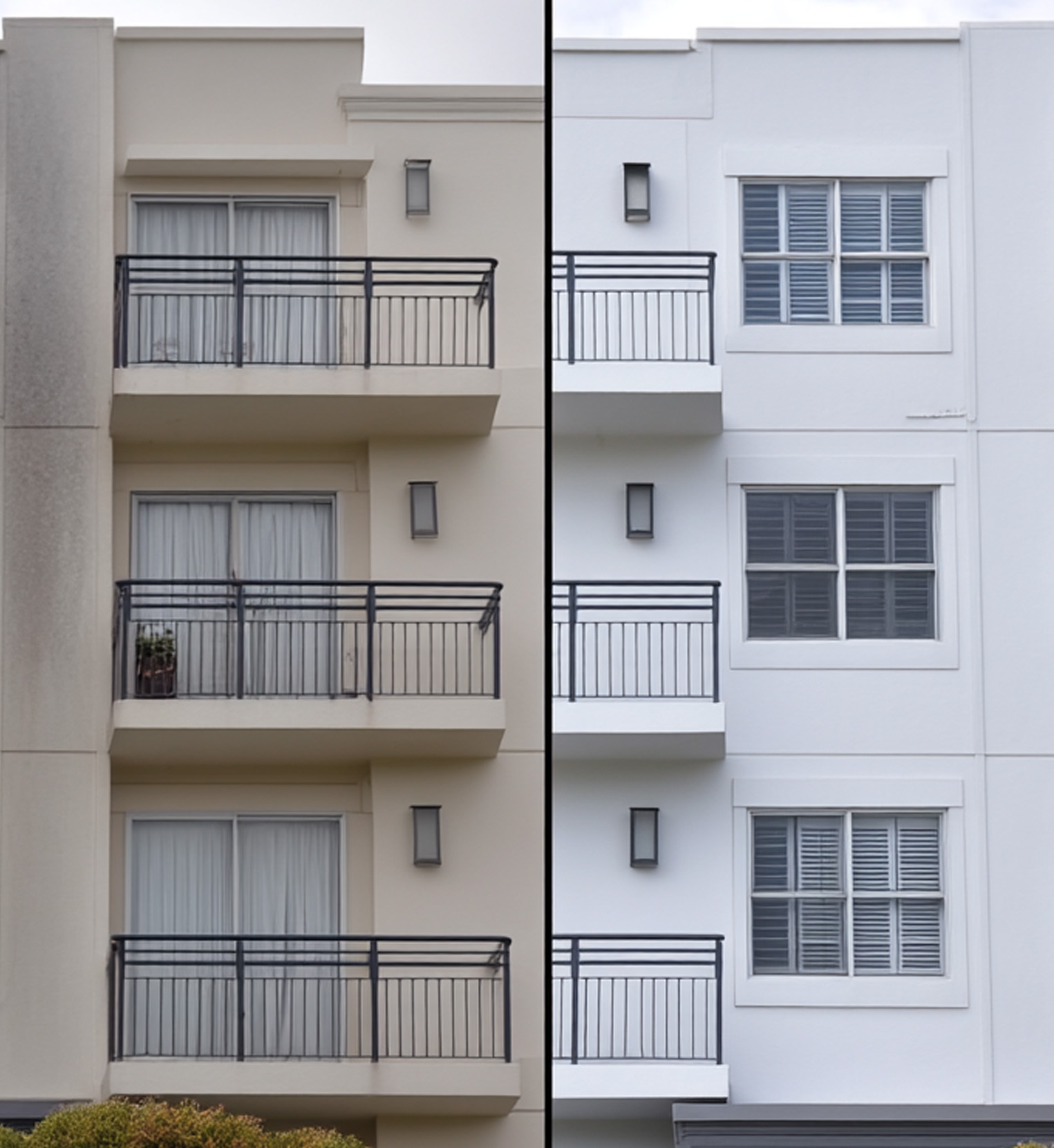 Strata exterior repaint before and after common area painting by Brushworks Painters Sydney